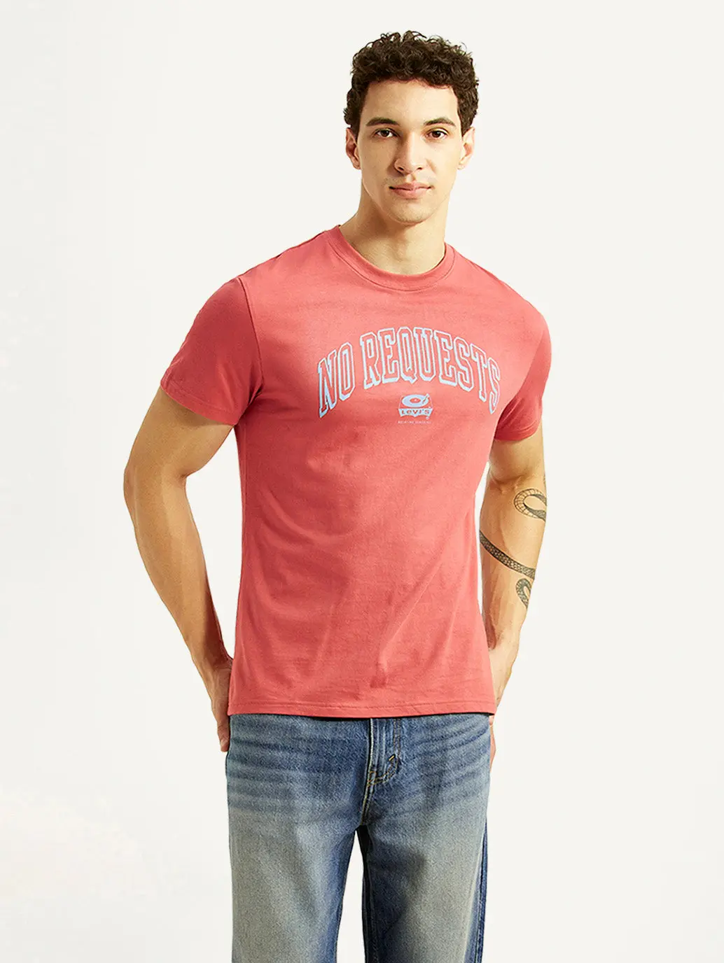 Men's Graphic Print Red Slim Fit T-Shirt 1