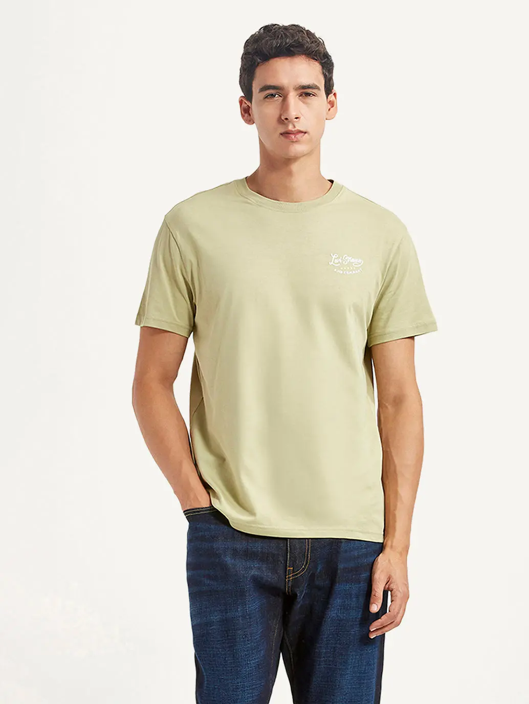Men's Solid Beige Slim Fit T-Shirt 1
