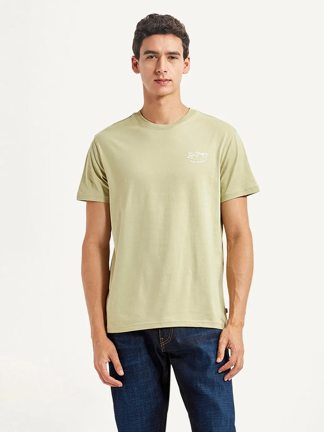 Men's Solid Beige Slim Fit T-Shirt 2