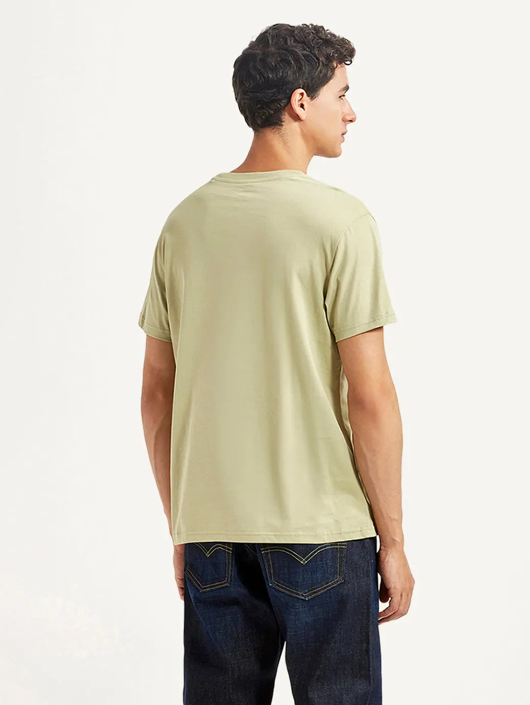 Men's Solid Beige Slim Fit T-Shirt 3