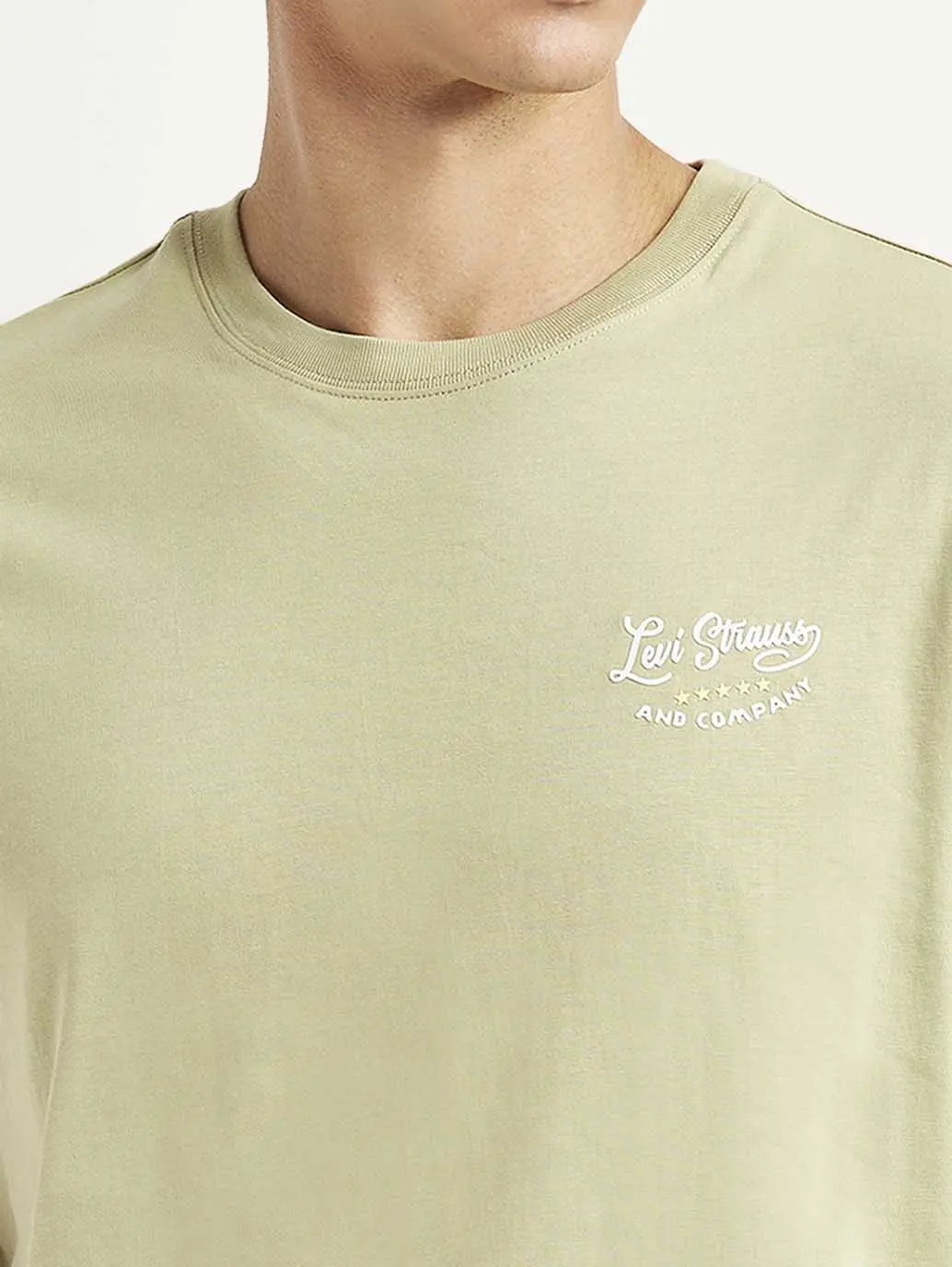 Men's Solid Beige Slim Fit T-Shirt 4