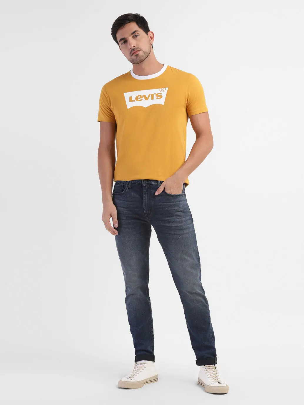 Men's Yellow Brand Logo T-Shirt 1