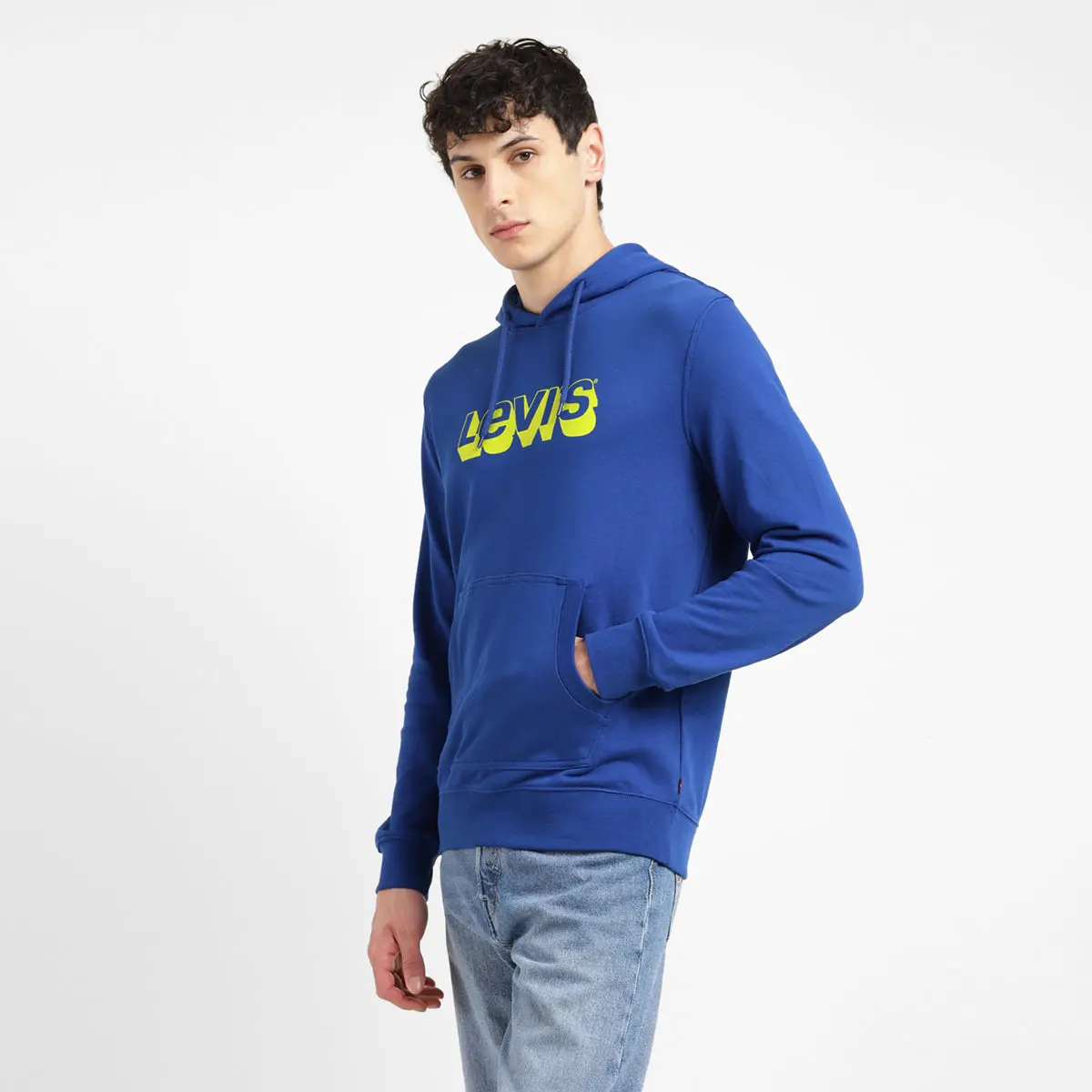 Men's Brand Logo Blue Hooded Sweatshirt 3