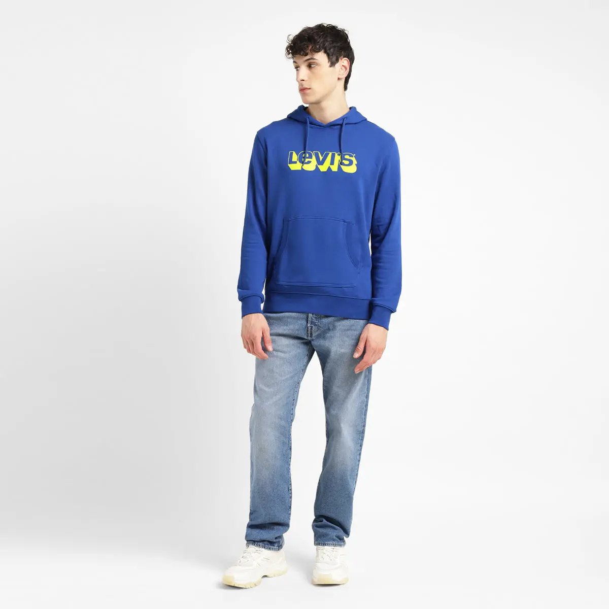 Men's Brand Logo Blue Hooded Sweatshirt 5