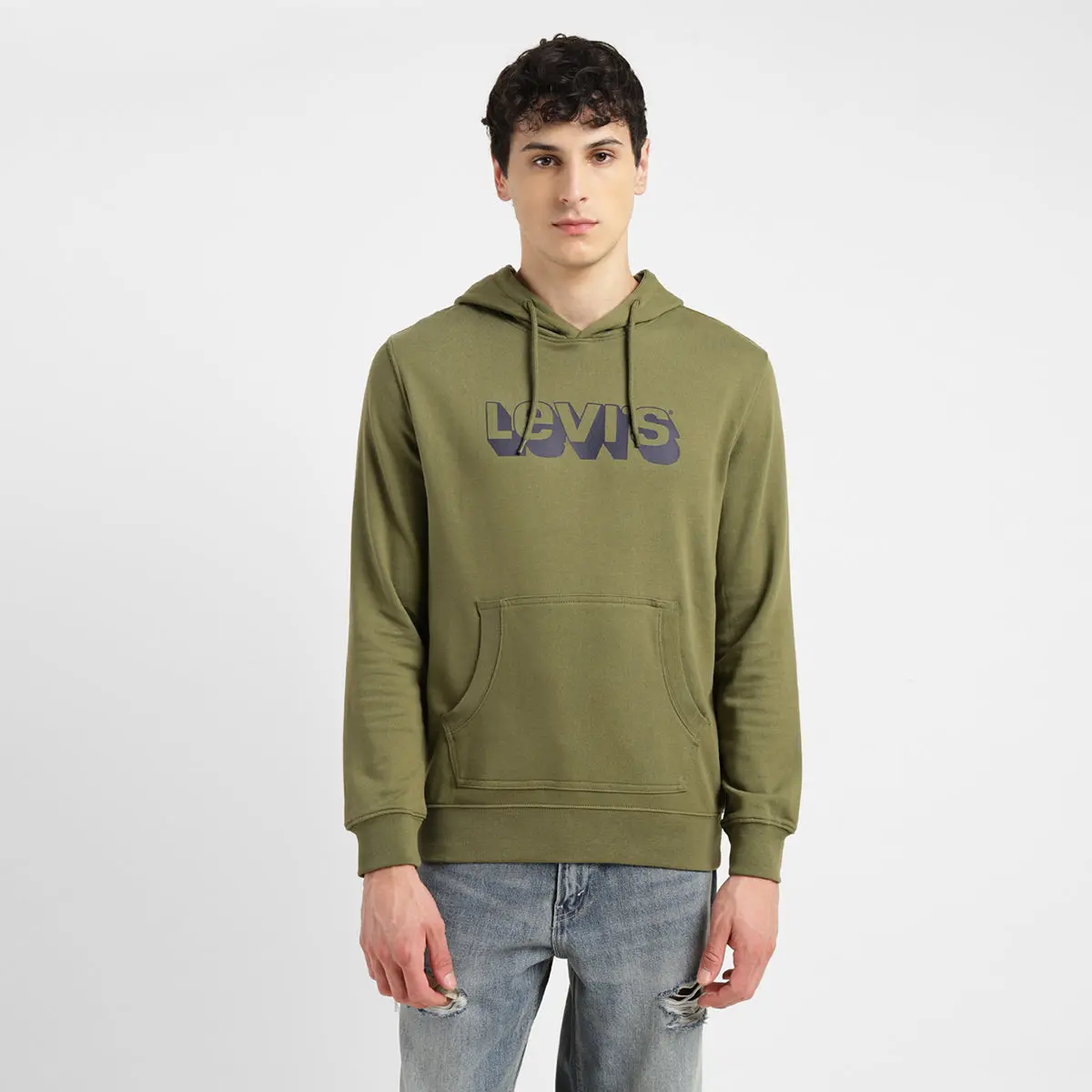 Men's Graphic Print Green Hooded Sweatshirt 1