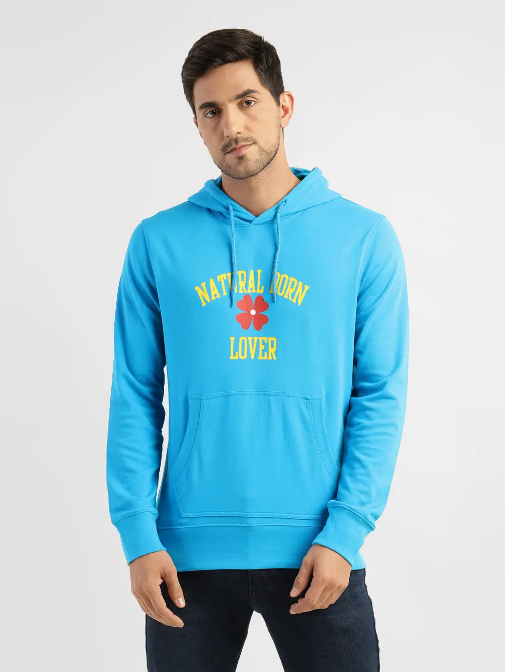 Men's Printed Hooded Sweatshirt Blue 1