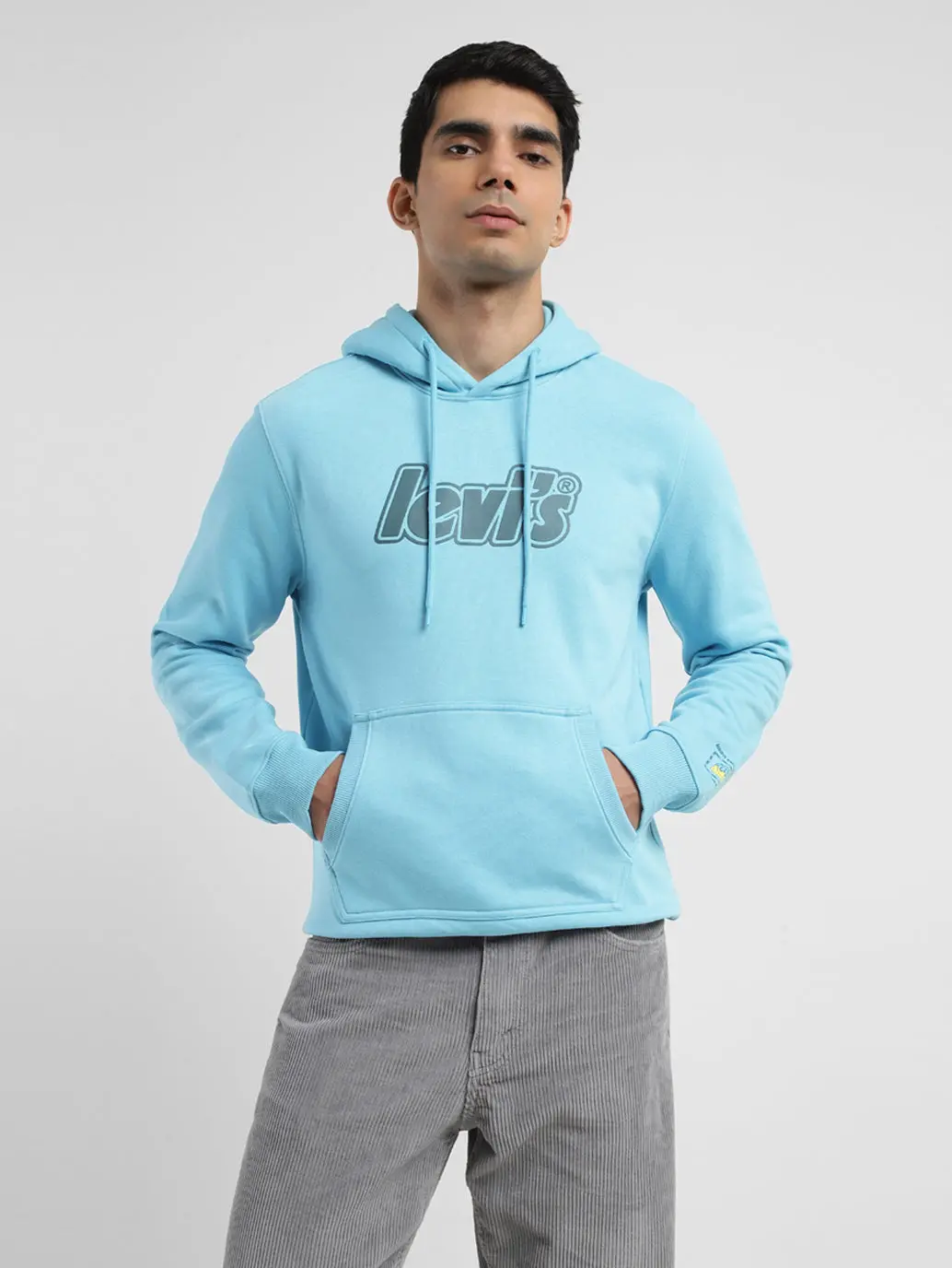 Men's Solid Blue Hooded Sweatshirt 1