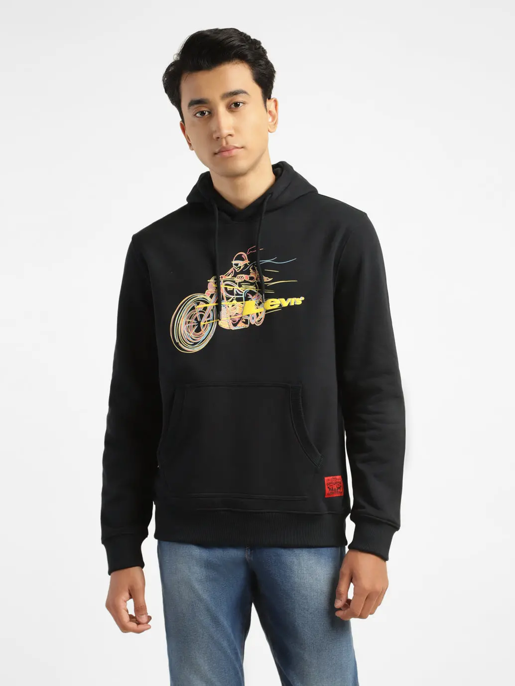 Men's Graphic Black Hooded Sweatshirt 1