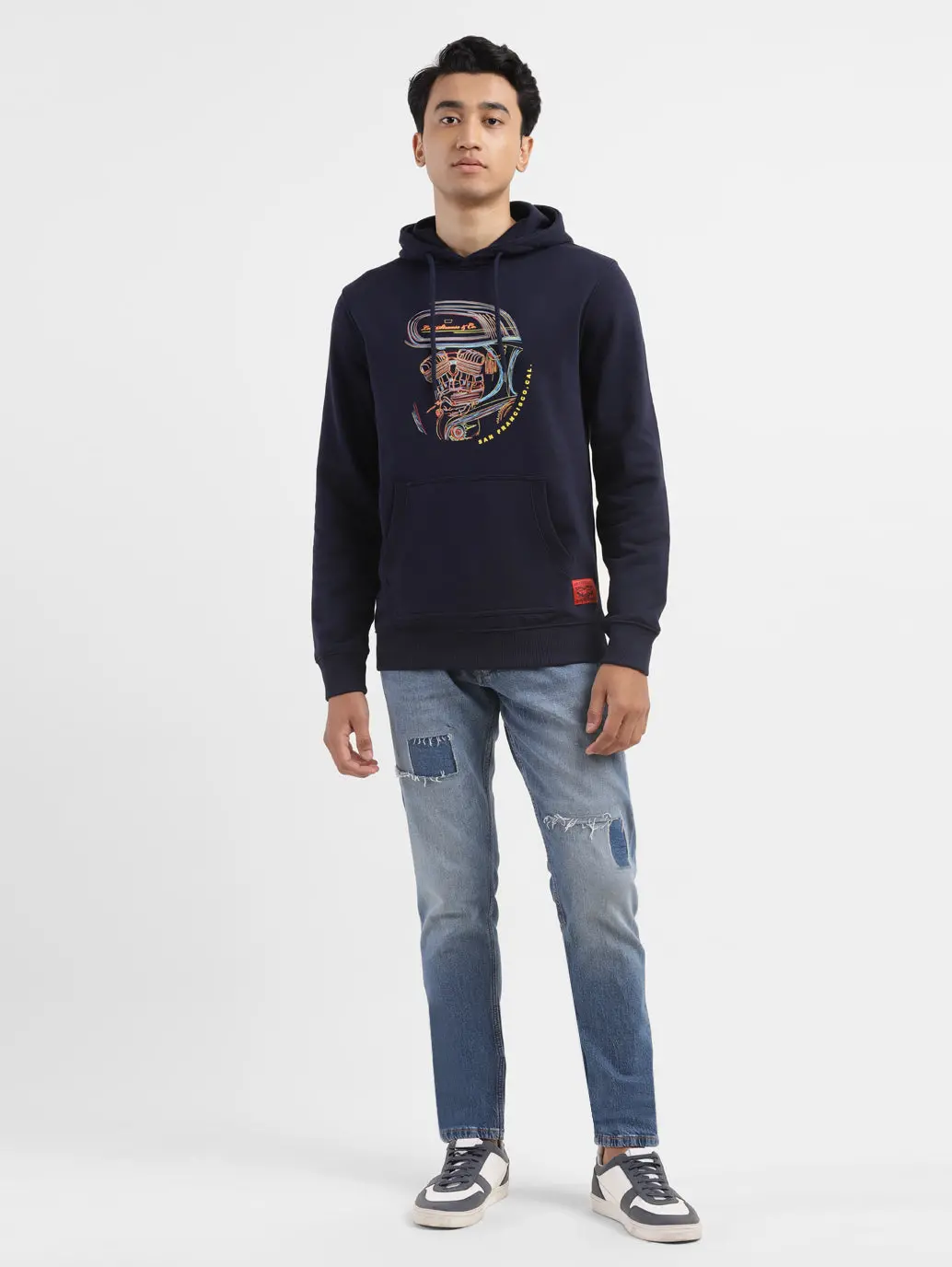 Men's Graphic Navy Hooded Sweatshirt 1