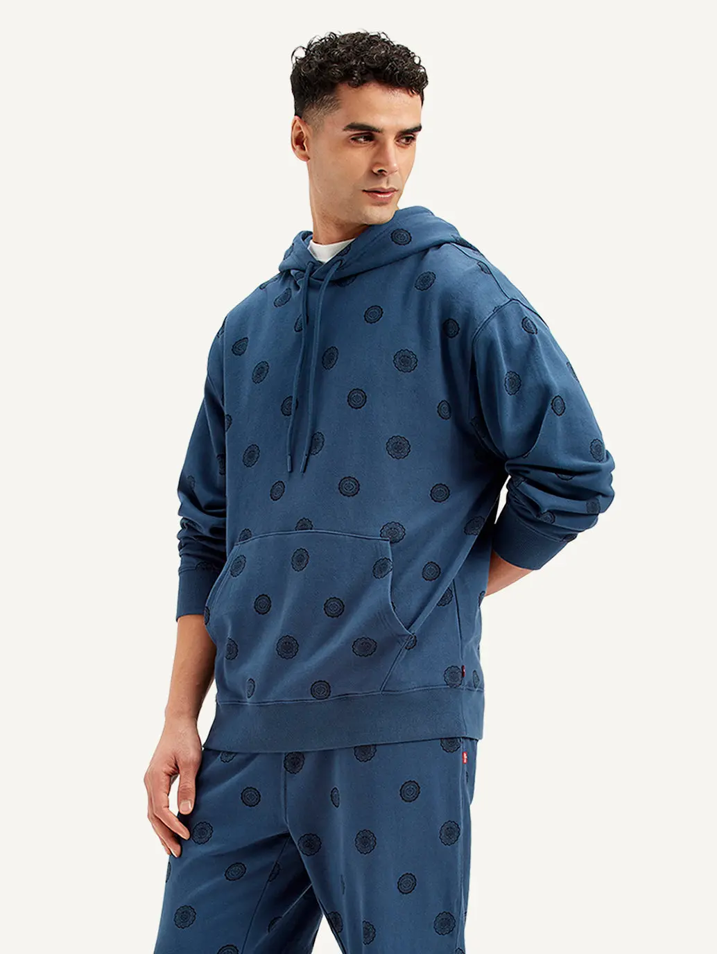 Men's Printed Navy Hooded Sweatshirt 2