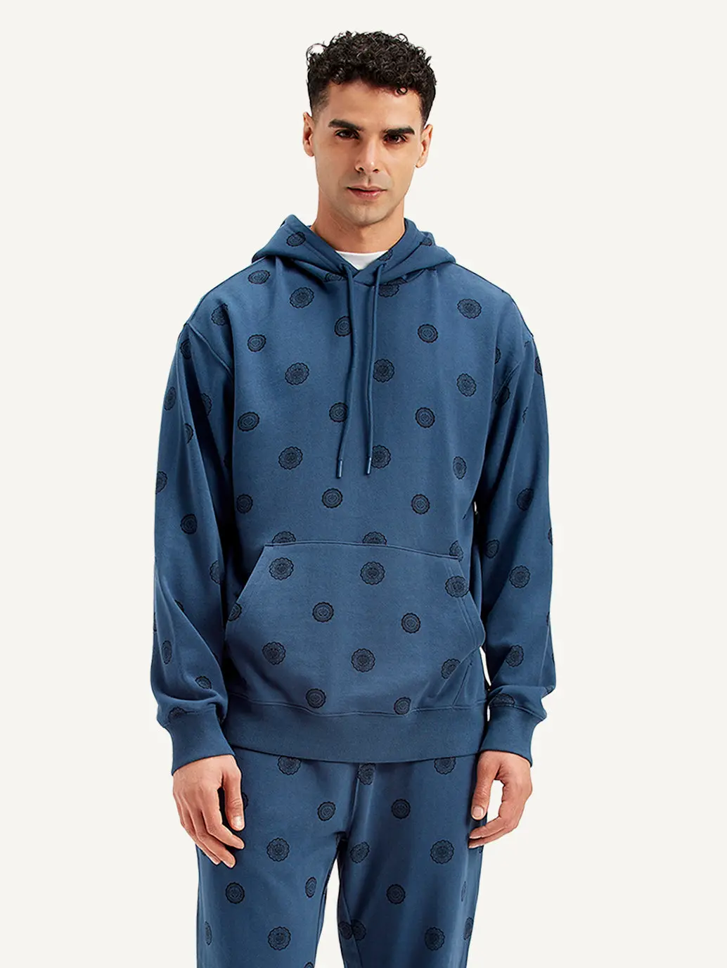 Men's Printed Navy Hooded Sweatshirt 3