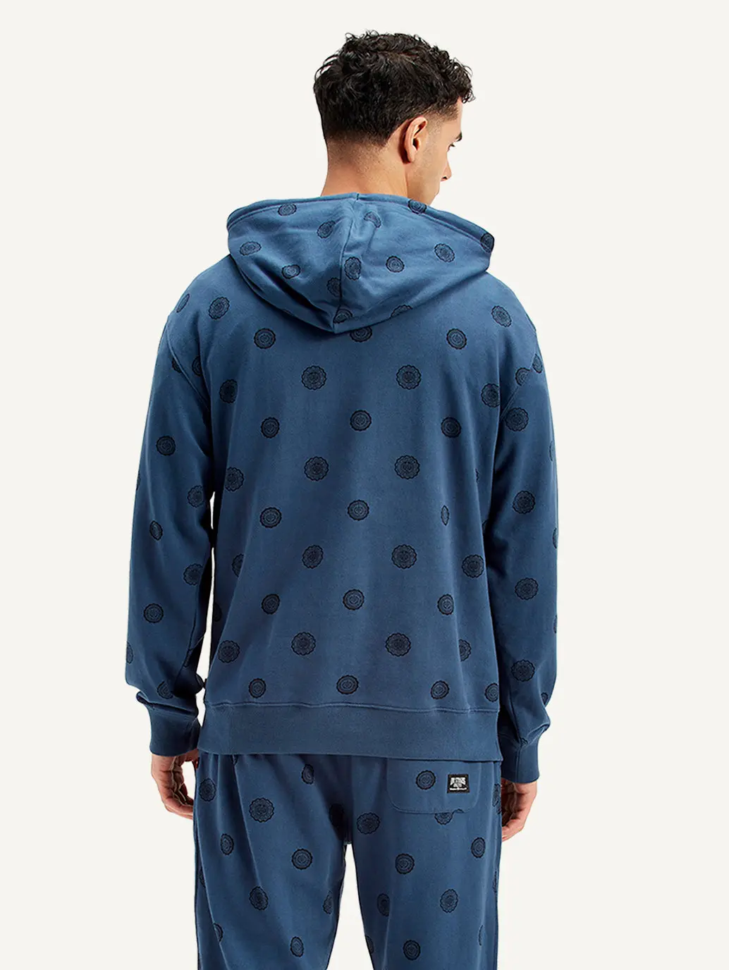 Men's Printed Navy Hooded Sweatshirt 4