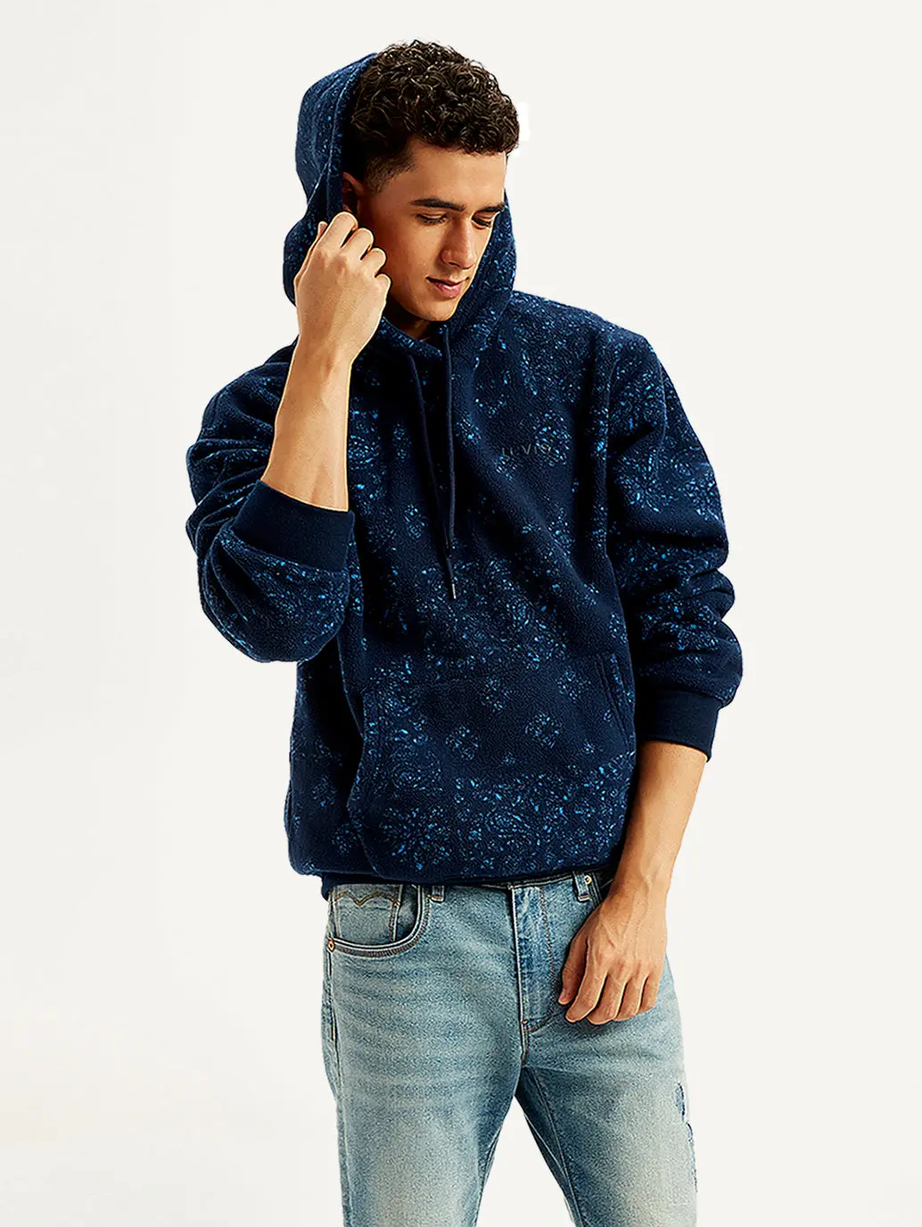 Men's Printed Navy Crew Neck Sweatshirt 1