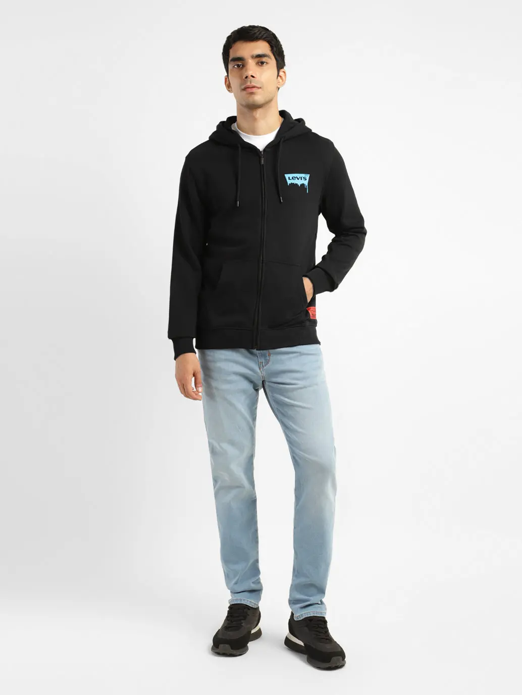 Men's Solid Black Hooded Sweatshirt 1