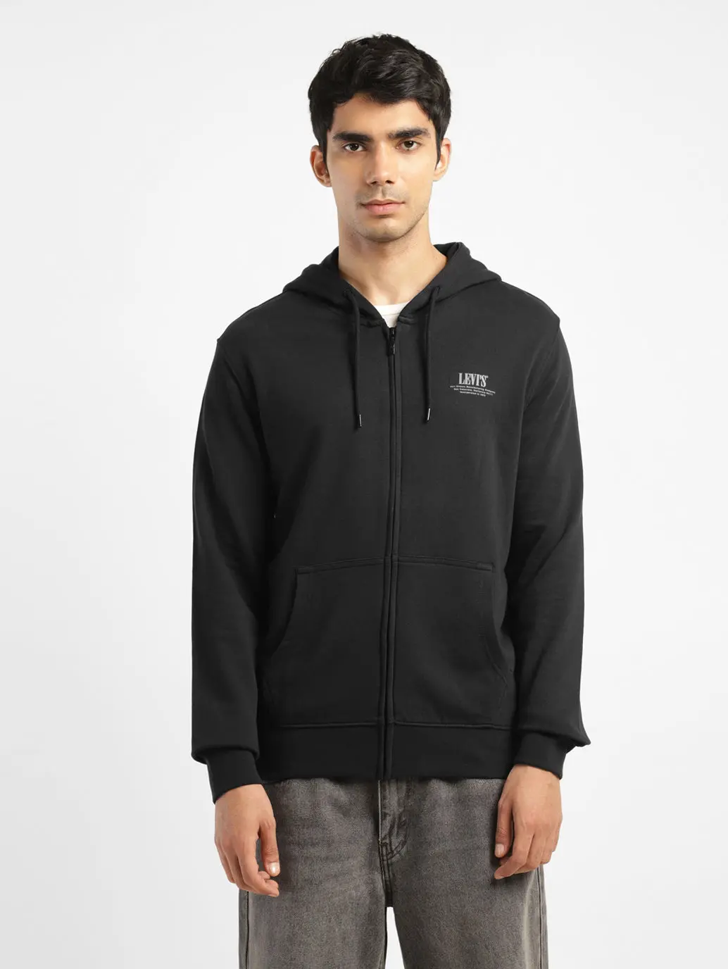 Men's Solid Black Hooded Sweatshirt 1