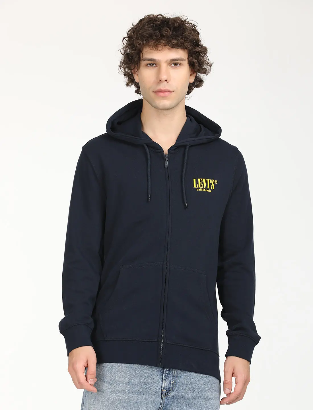 Men's Solid Navy Hooded Sweatshirt 1