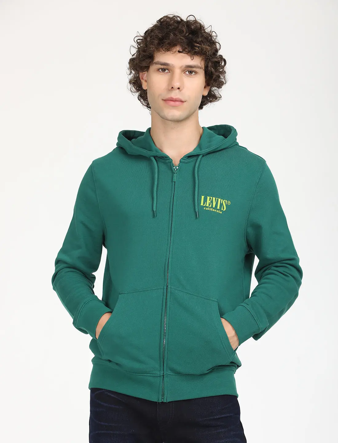Men's Solid Green Hooded Sweatshirt 1