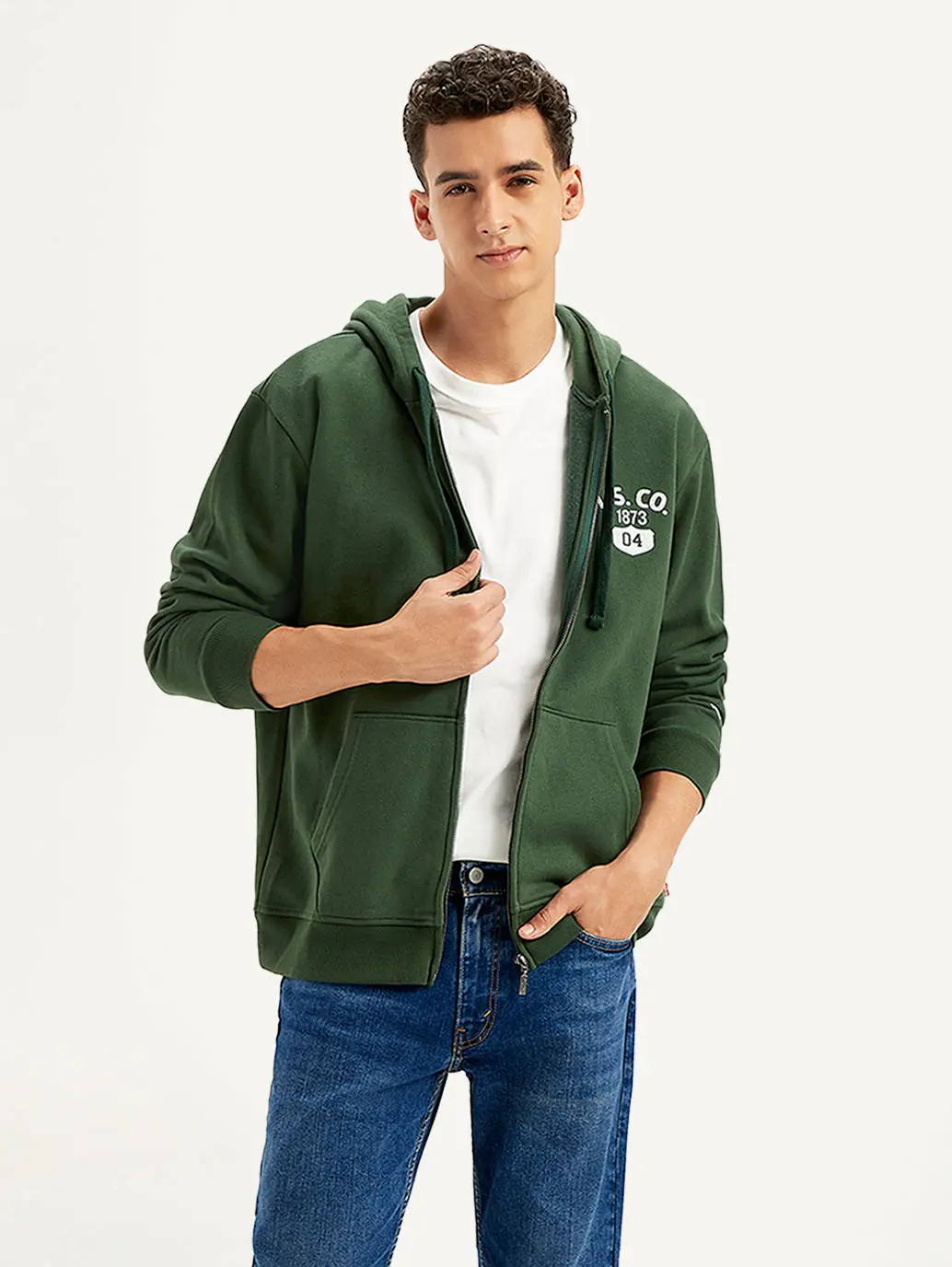 Men's Solid Green Hooded Sweatshirt 1
