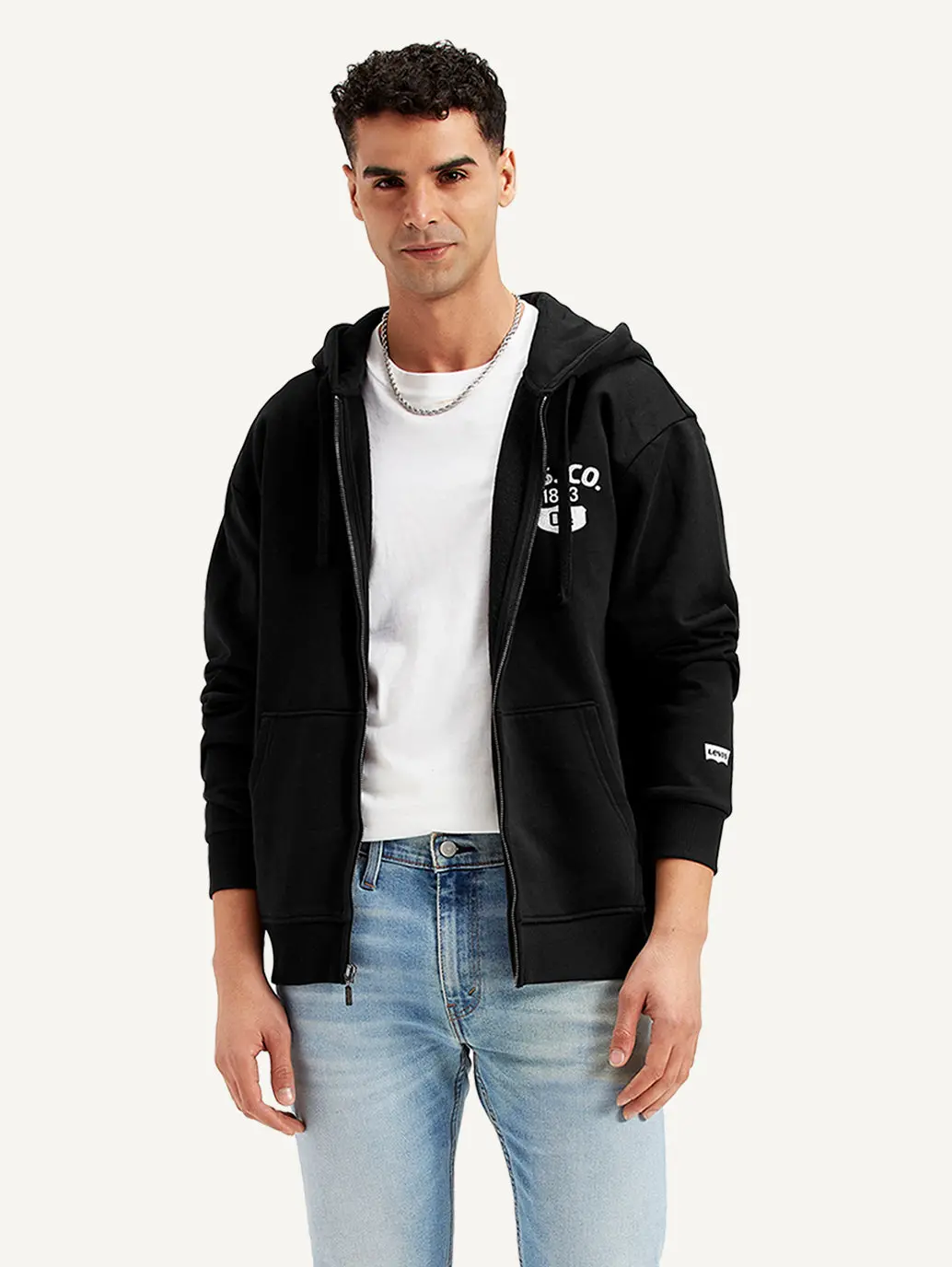 Men's Solid Black Hooded Sweatshirt 1