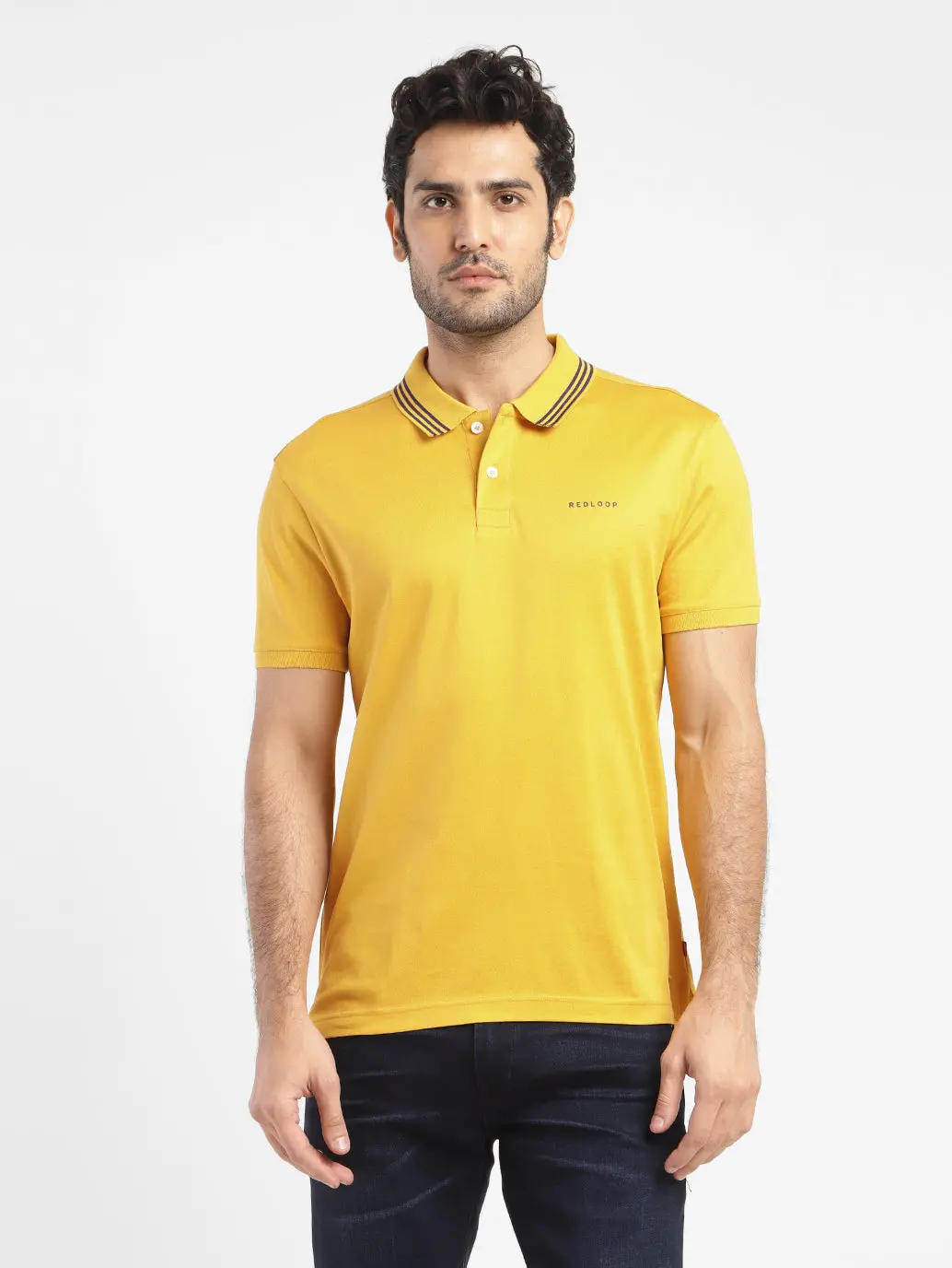 Men's Solid Polo T-Shirt Yellow 1