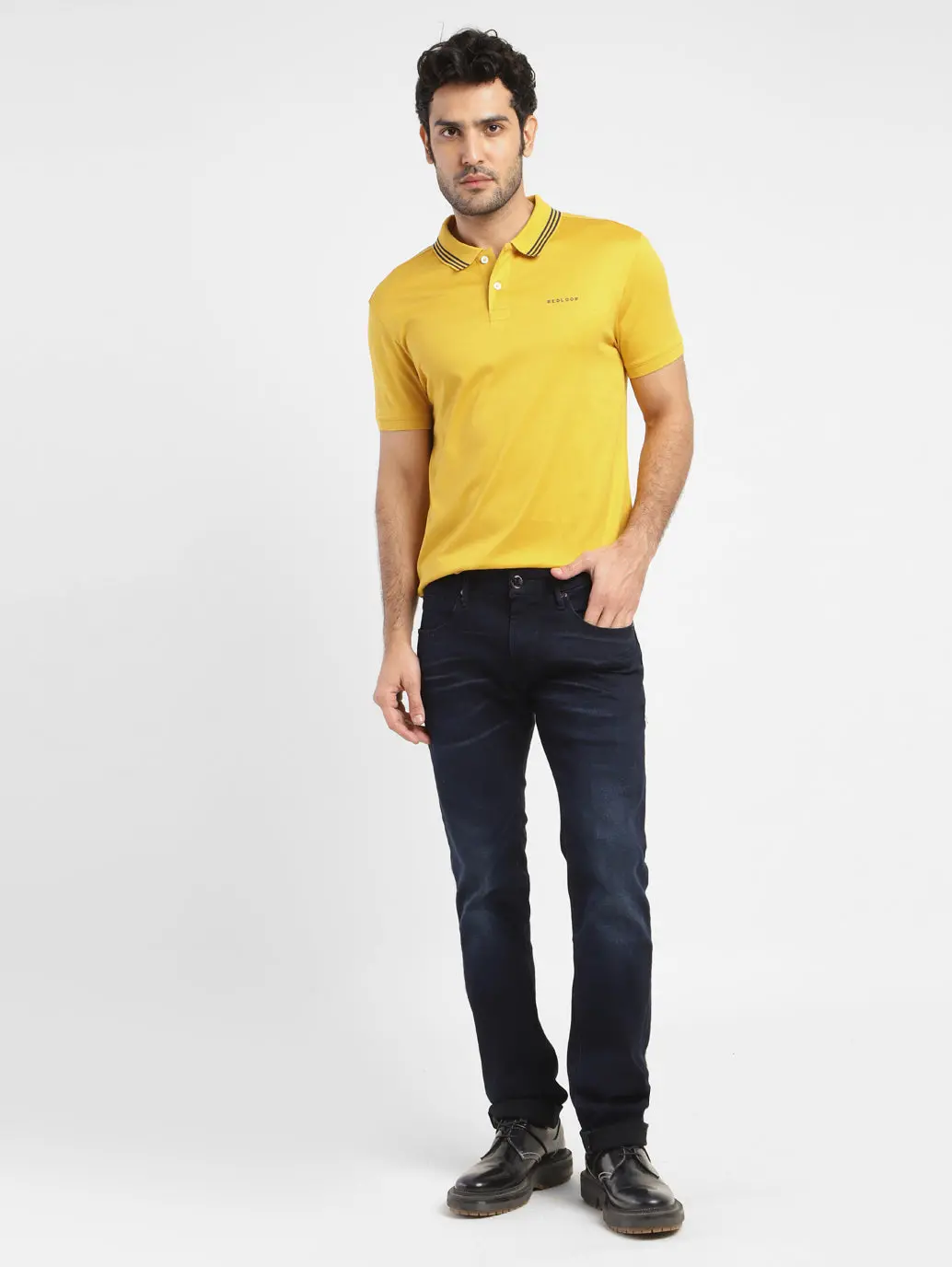 Men's Solid Polo T-Shirt Yellow 2
