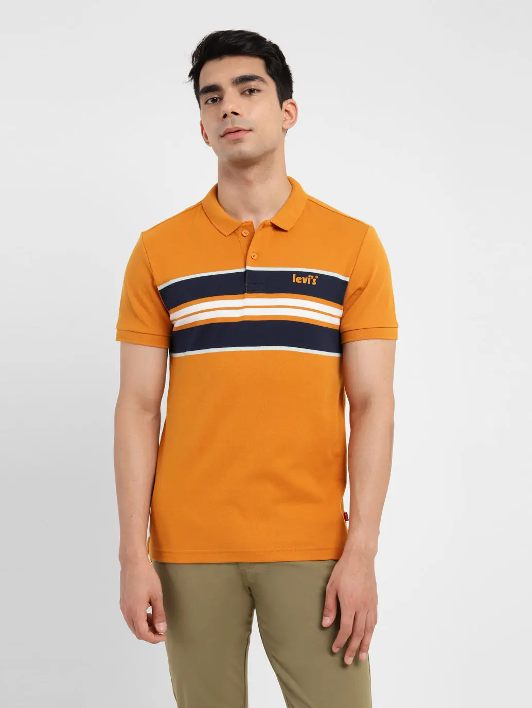 Men's Striped Polo Collar T-Shirt 1
