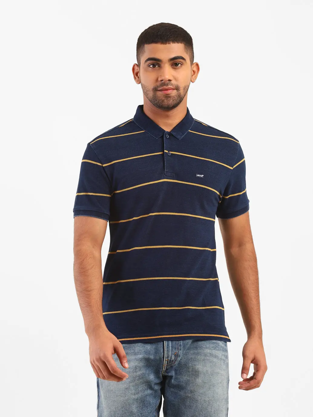 Men's Blue Polo Collar T-Shirt 1