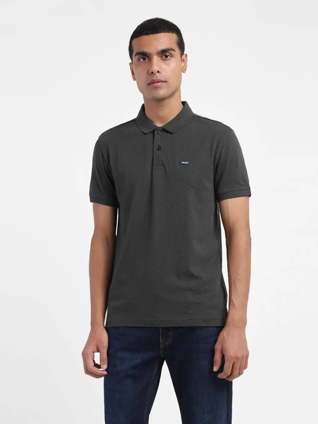 Men's Self Design Polo Collar T-Shirt 1