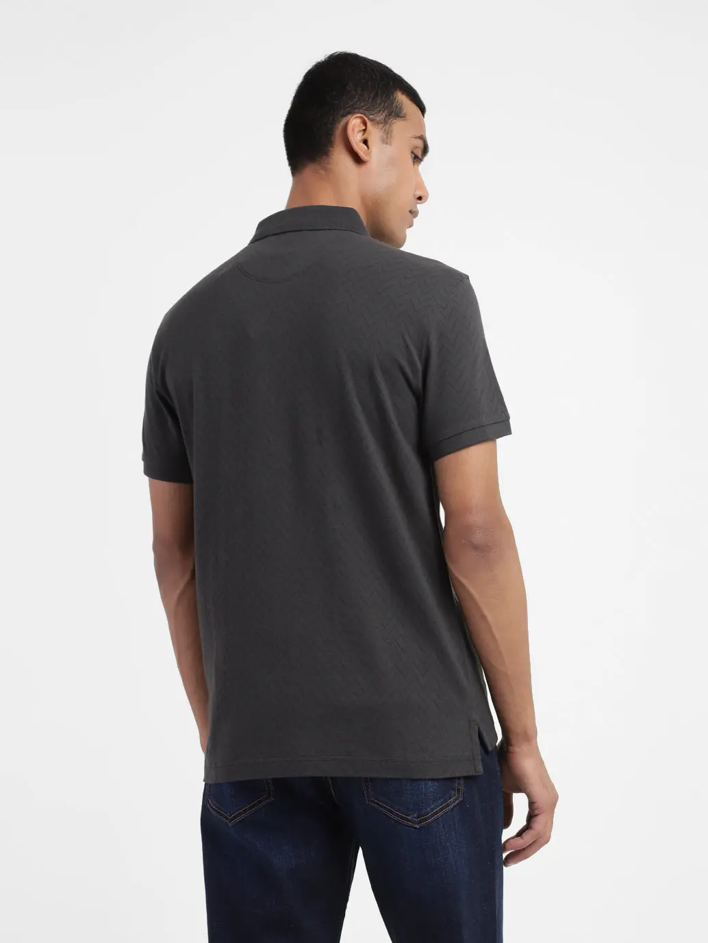 Men's Self Design Polo Collar T-Shirt 3