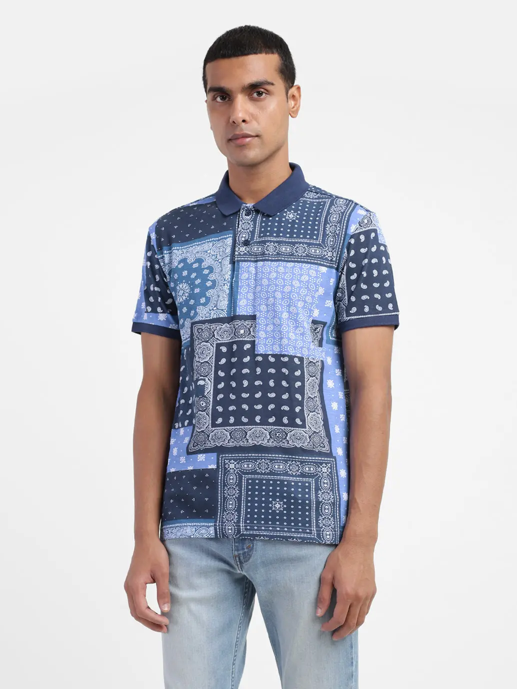 Men's Ethnic Motifs Polo T-Shirt Blue 1