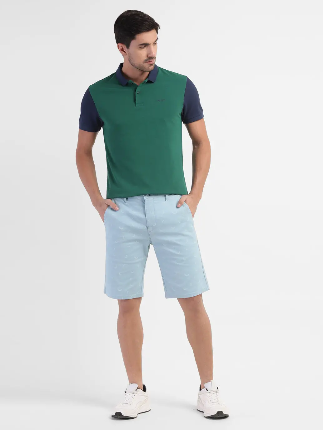 Men's Colorblock Polo T-Shirt Green 1