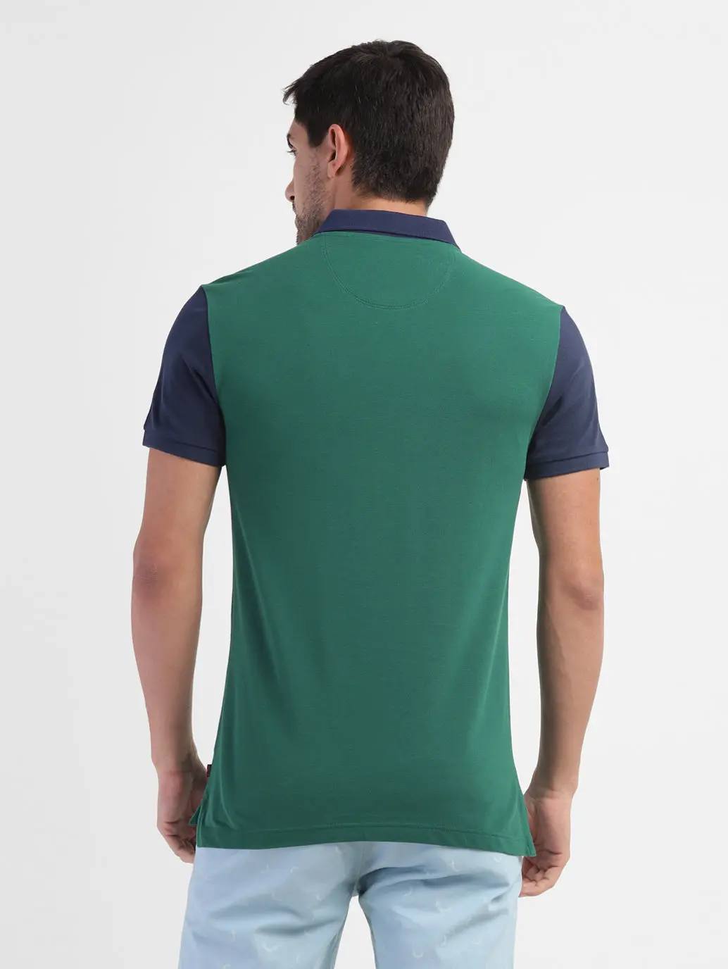 Men's Colorblock Polo T-Shirt Green 3