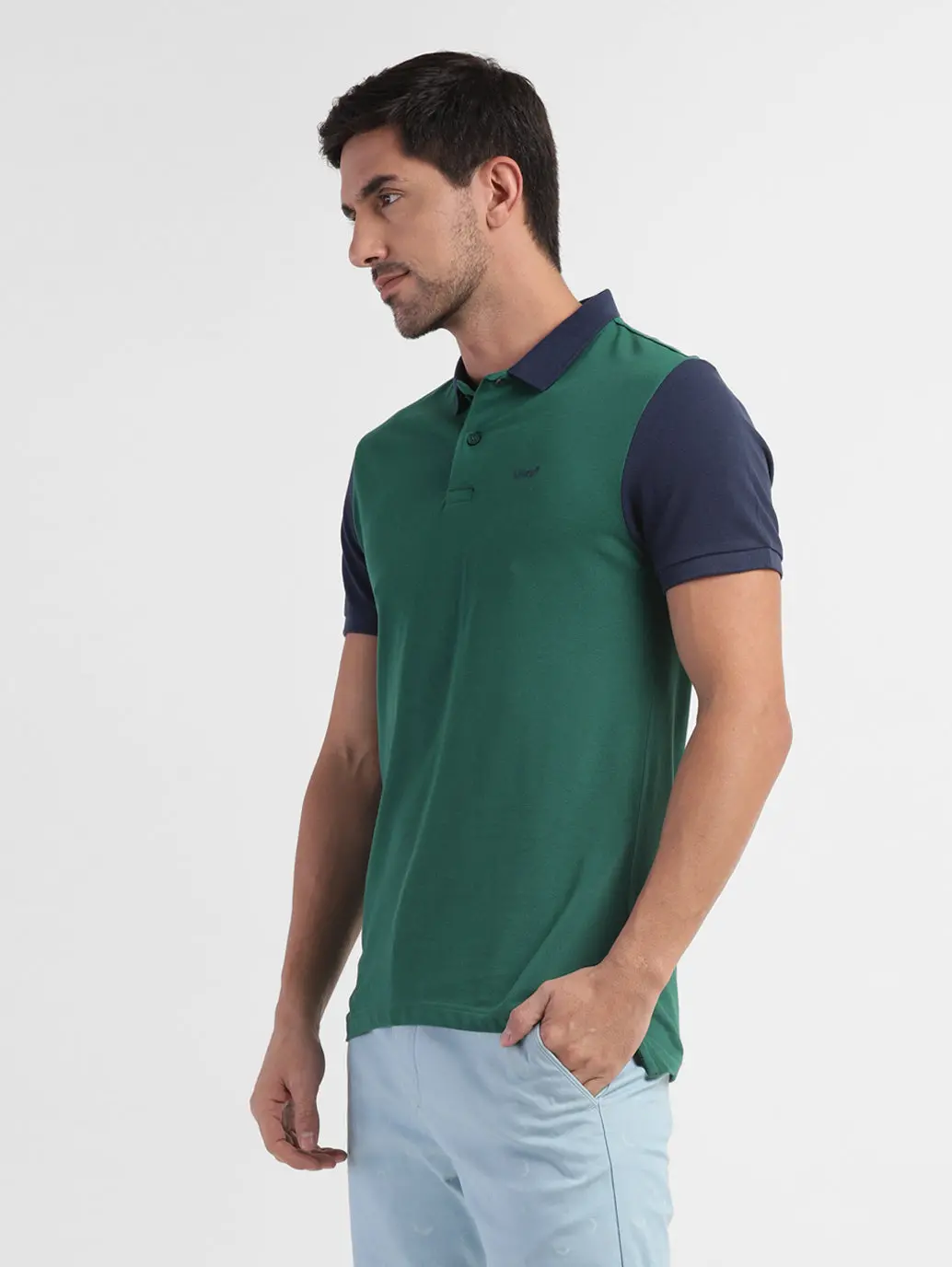 Men's Colorblock Polo T-Shirt Green 4