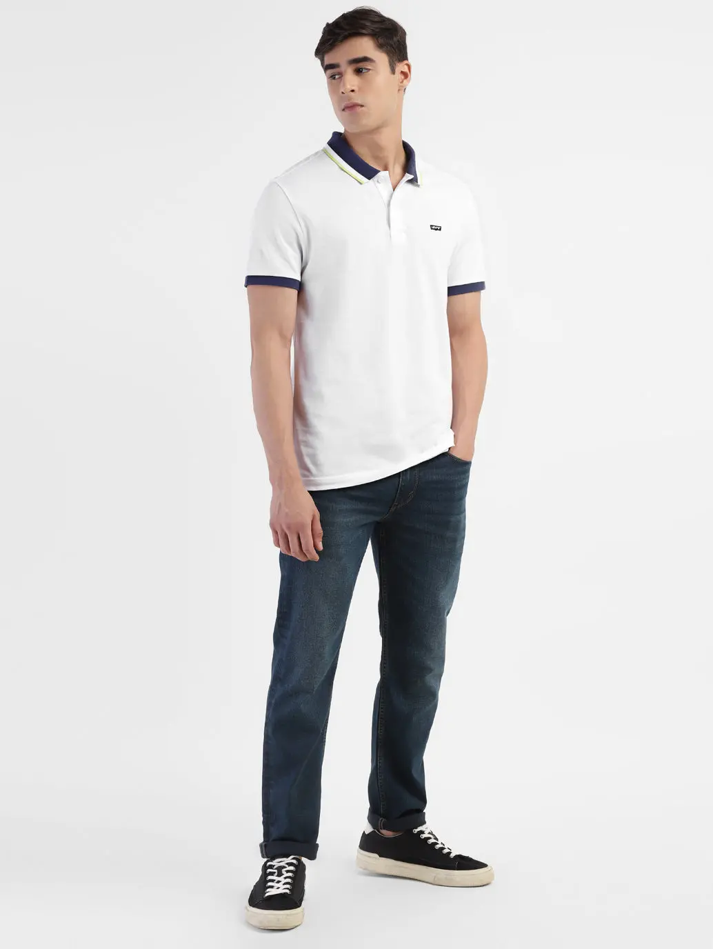 Men's Solid White Polo T-Shirt 1