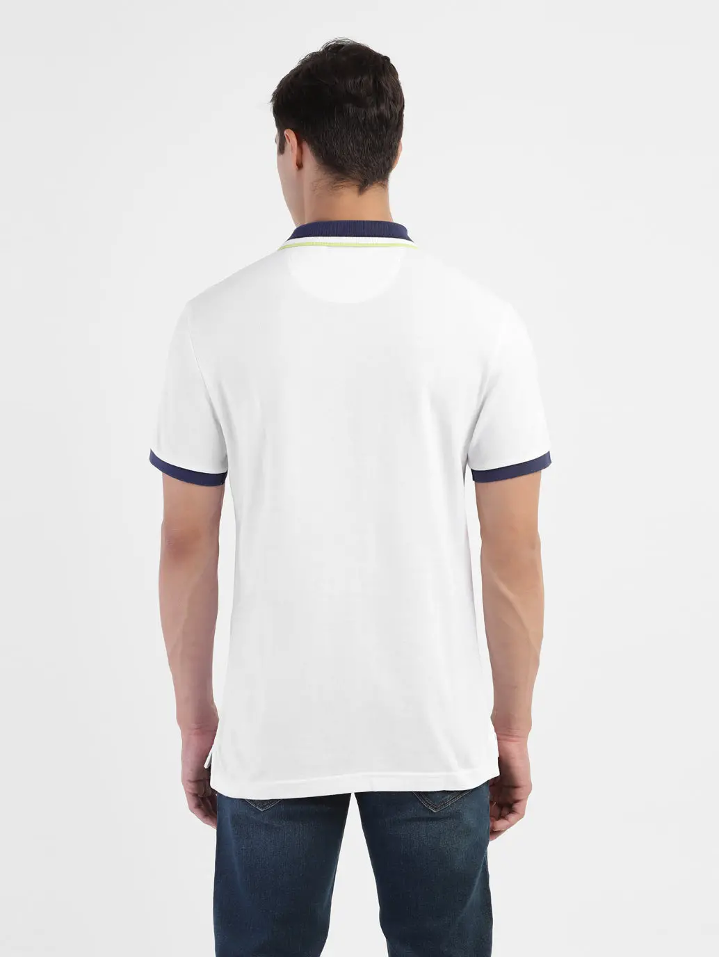 Men's Solid White Polo T-Shirt 3