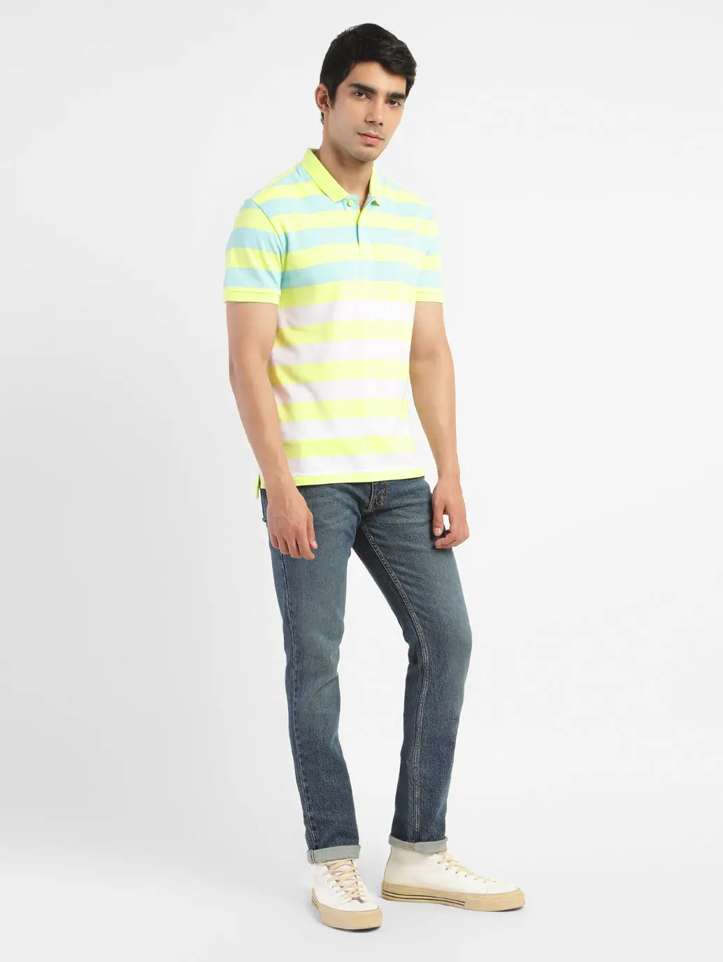 Men's Colorblock Polo T-Shirt Yellow 1