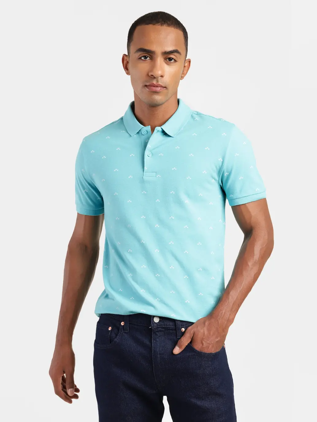Men's Geometric Print Polo T-Shirt 1