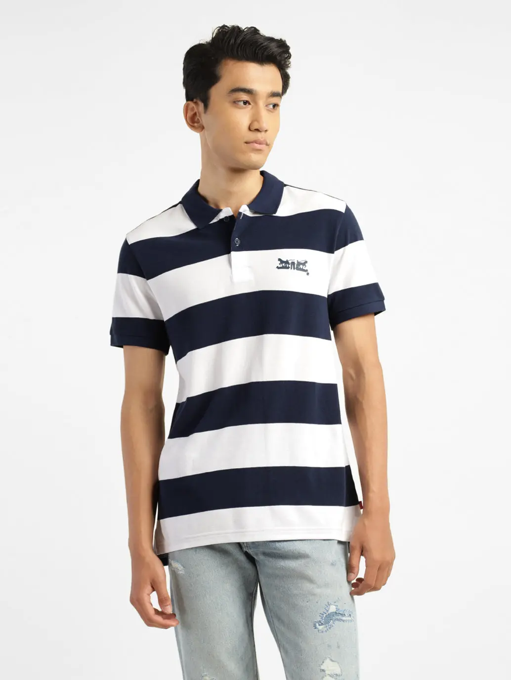 Men's Striped Polo Collar T-Shirt 1