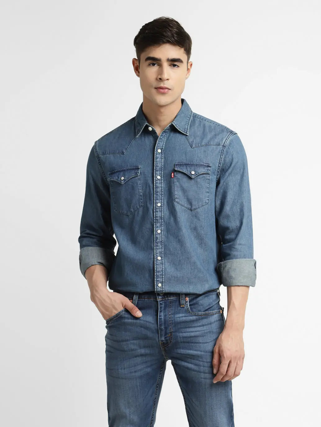 Men's Solid Blue Collar Shirt 1