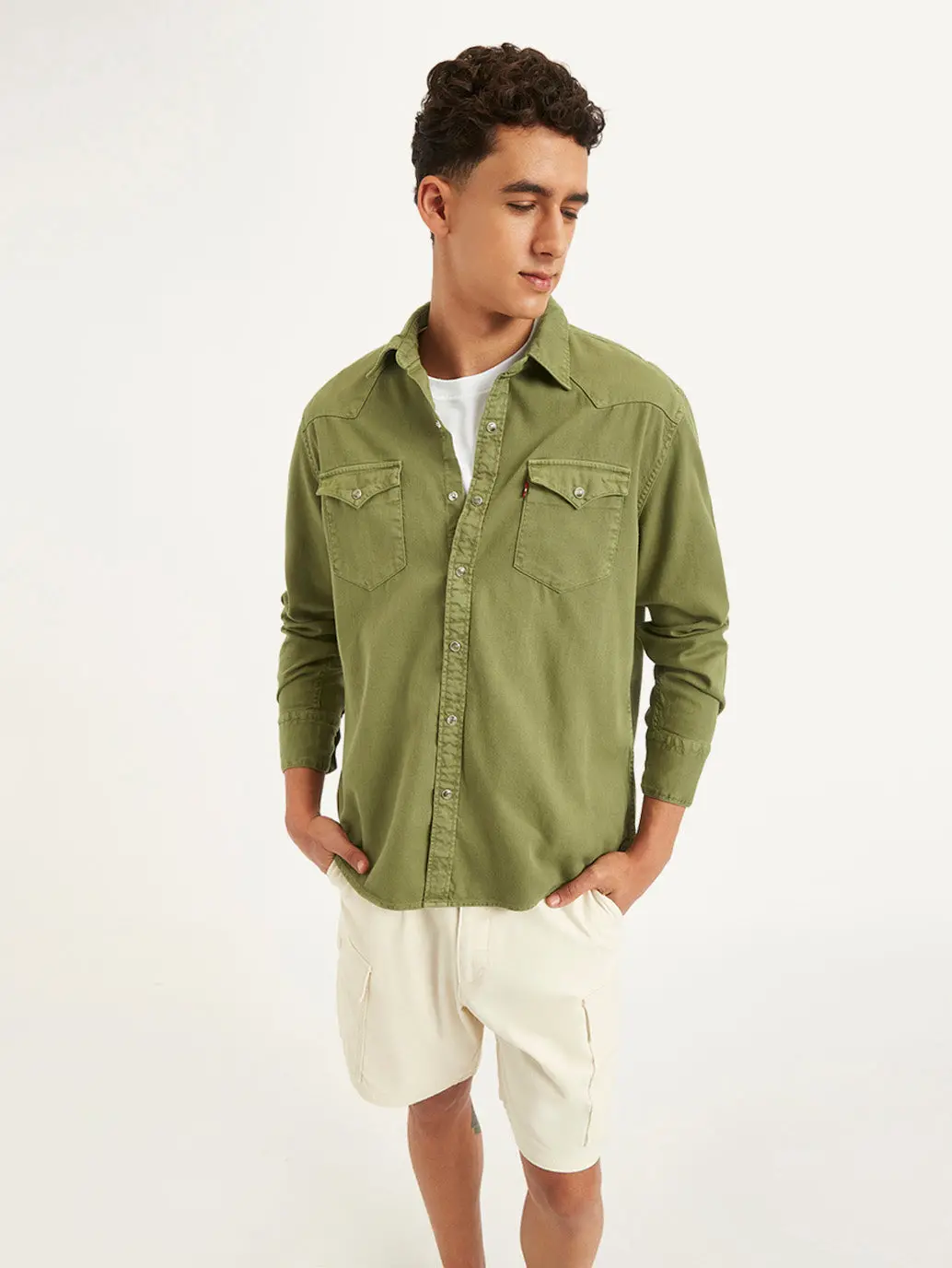 Men's Solid Slim Fit Denim Shirt 1