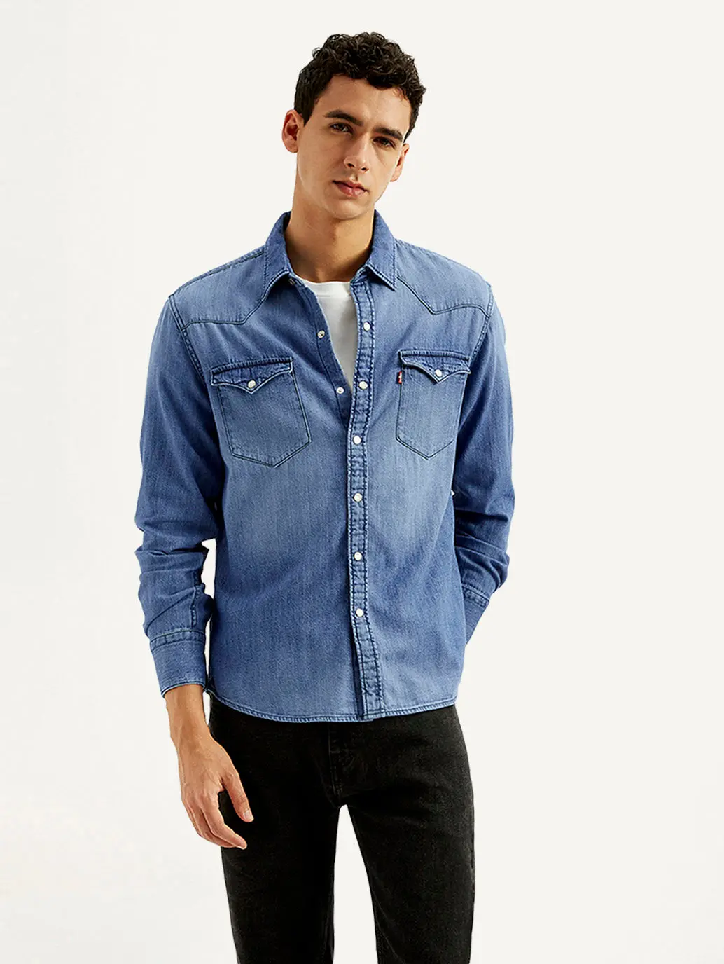 Men's Solid Slim Fit Denim Shirt 5