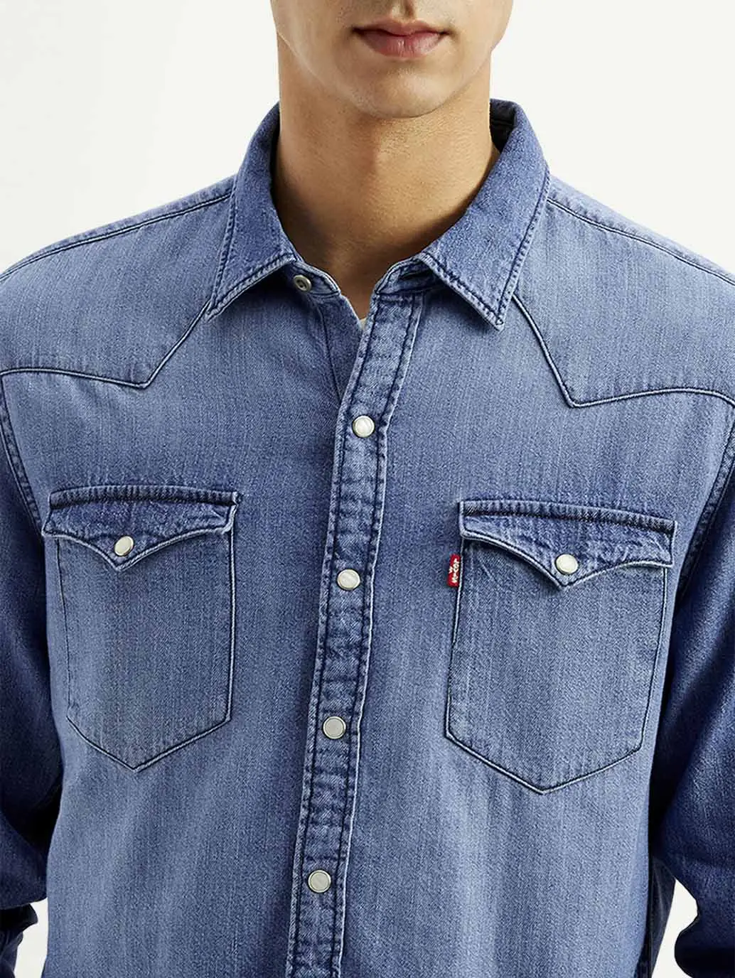 Men's Solid Slim Fit Denim Shirt 3