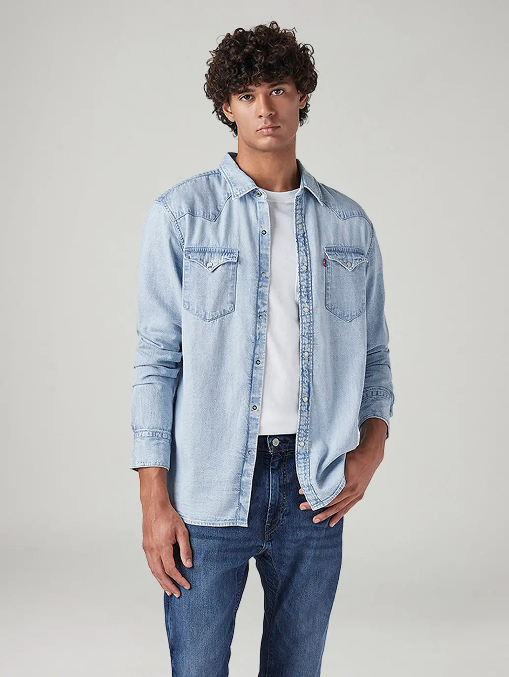 Men's Solid Slim Fit Denim Shirt 1
