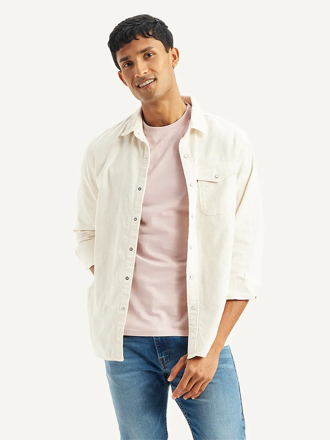 Men's Solid Regular Fit Denim Shirt 1