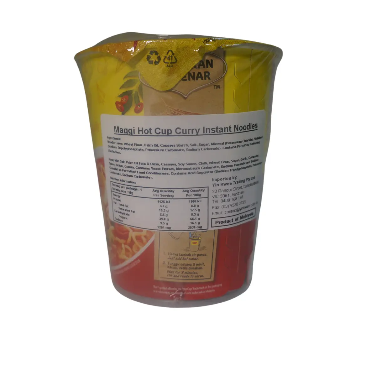 Maggi Instant Noodle Cup Kari Flavour (6 Pack) 59G 2