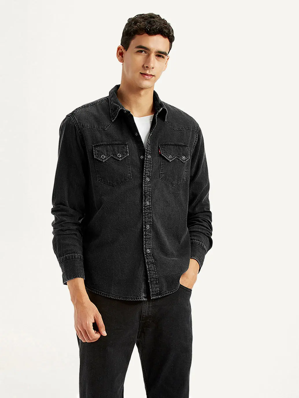 Men's Solid Charcoal Grey Slim Fit Shirt 1