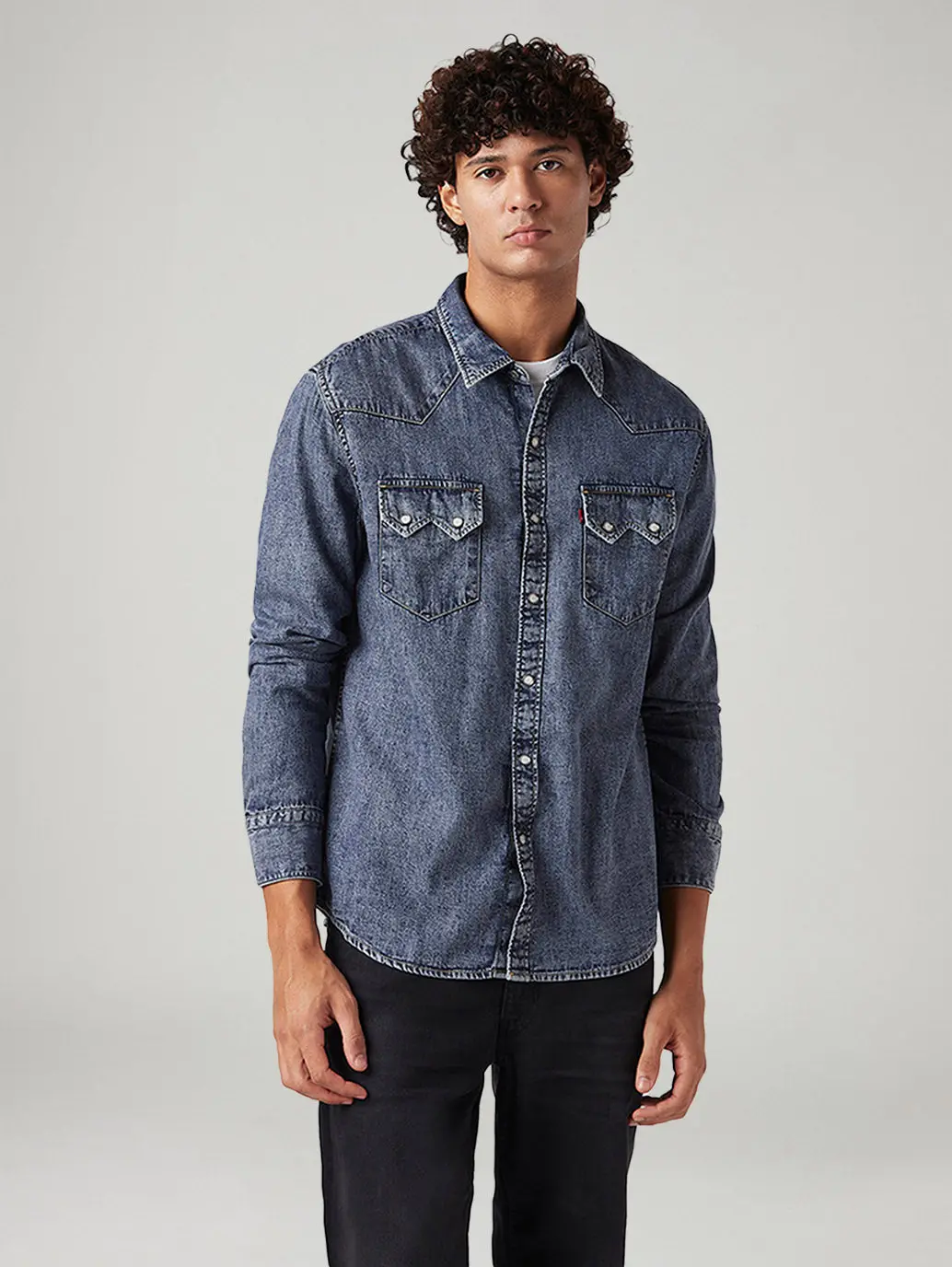 Men's Solid Slim Fit Denim Shirt 2