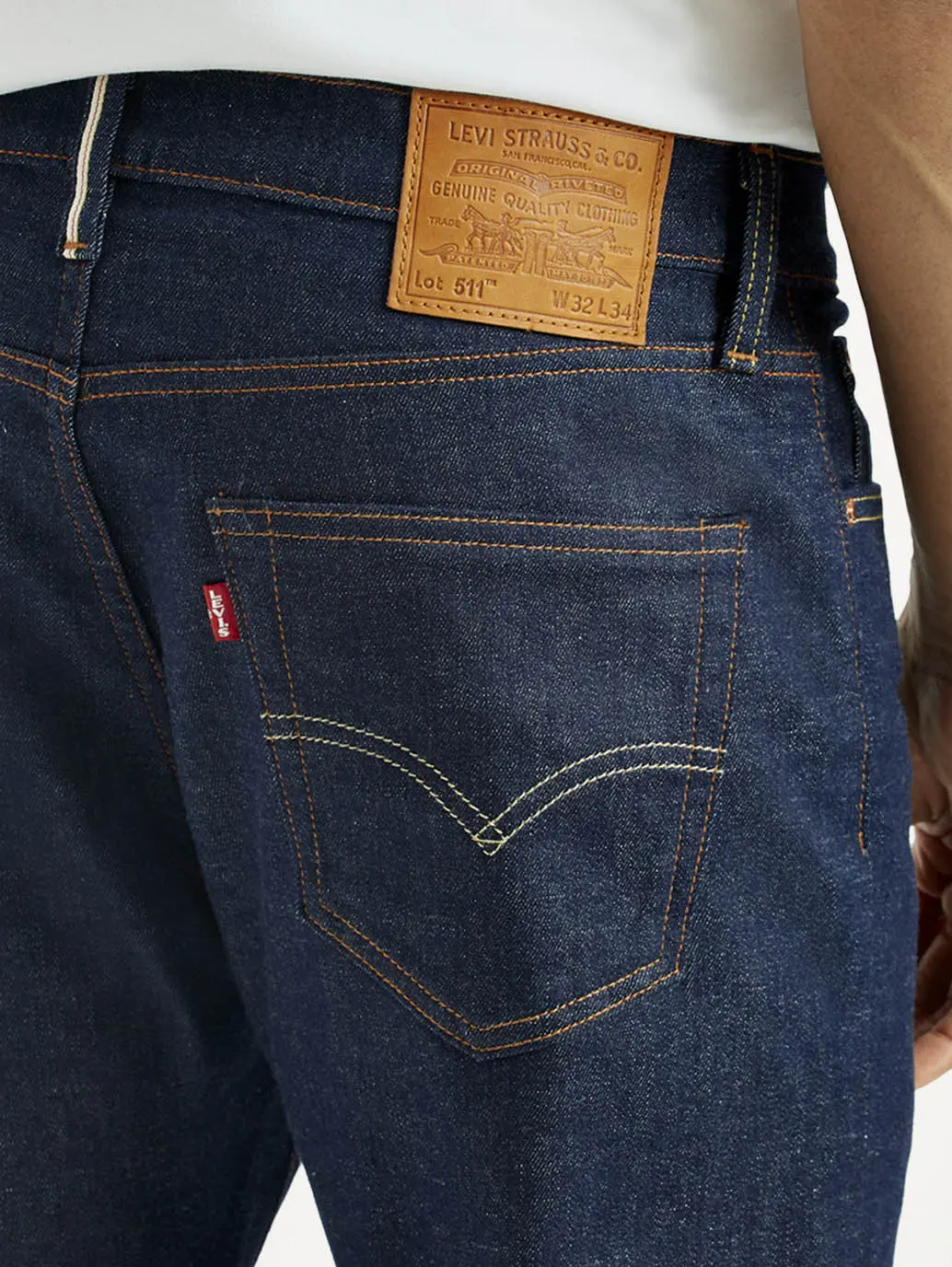 Men's 511 Dark Indigo Slim Fit Mid Rise Selvedge Jeans 5