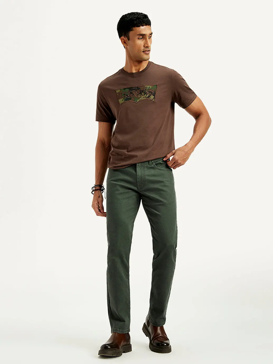 Men's 511 Dark Green Overdyed Slim Fit Mid Rise Jeans 1