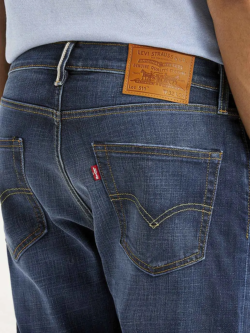 Men's 511 Blue Slim Fit Mid Rise Selvedge Jeans 5